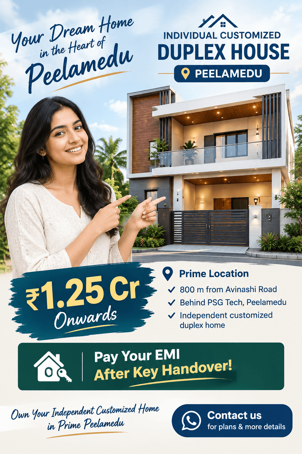 Customized Duplex House in Peelamedu, Coimbatore